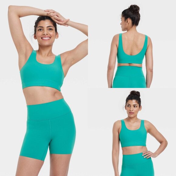 XS - Womens Everyday Soft Medium Support Longline Sports Bra - AIM - Green - Picture 1 of 10